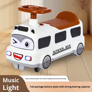 Baby Bus Ride-On Toy Scooter Manual School Bus Music Light Universal Wheel Twist Car para 2-4 años Batería Caja de almacenamiento de plástico - Product Image 2