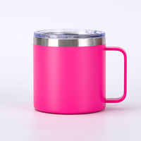 Mug portable de 14 oz avec poignée, gobelet isotherme, bouteille d'eau, revêtement poudré, gravure laser personnalisée, pour café, voyage, thermique