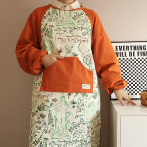 Apron Long Sleeve Cotton Stain Resistant Water Repellent For Kitchen Cooking Art Studio Daily Use - Product Image 2