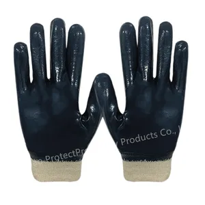 15 Gauge Grey Nylon And Spandex Knitting Black Nitrile Foam Full Coated With Palm Doted Gloves