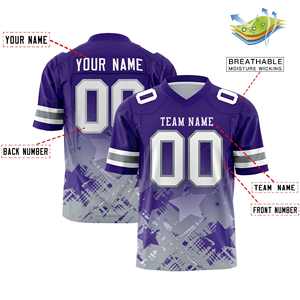Maillot de football américain personnalisé violet dégradé avec étoiles - Product Image 2