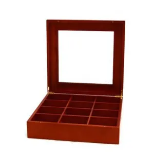 Novo design de luxo venda quente acabamento em laca vermelha gravata borboleta de luxo caixa de embalagem para 12 laços