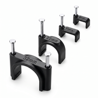 Clips de fixation pour câbles noirs 30mm 40mm 50mm, clips de câbles écologiques en PE noirs avec clous, clips de câbles pour mur