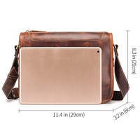 SCHLATUM Sac à bandoulière en cuir véritable de style vintage pour hommes avec sac de messager latéral à la mode de style national