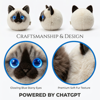 Peluche Électronique Chat Ragdoll ChatGPT IA Intelligente avec LED à Tonalité Chaude Variable et Communication Multilingue