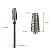 Norme internationale 3/32 "5 en 1 revêtement argenté lime électrique carbure de tungstène foret à ongles