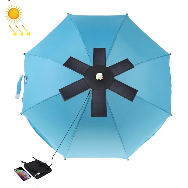 OEM ODM 휴대용 HAWEEL 28W/42W 접이식 우산 상단 태양 전지 패널 충전기 5V 3A 최대 듀얼 USB 포트 3.5m 케이블