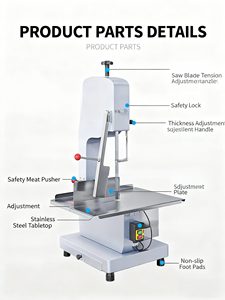 Scie à os électrique commerciale en acier inoxydable et alliage d'aluminium-magnésium, à épaisseur réglable, pour la découpe d'os - Product Image 4