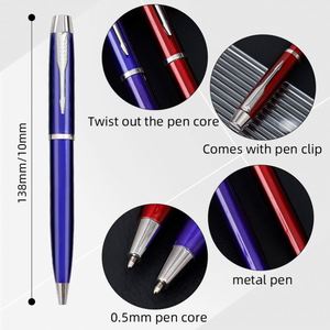 Stylo à bille en métal de luxe haut de gamme, 1.0mm, porte-stylo à encre noire/bleue, cadeau d'affaires, stylos personnalisés, impression, papeterie, bureau, école - Product Image 3