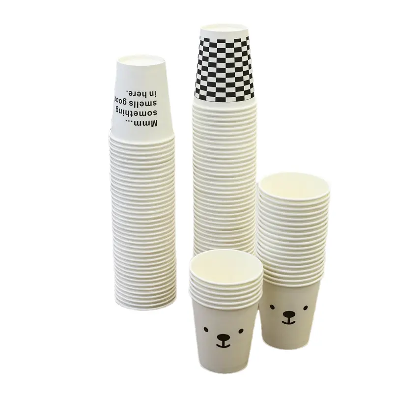 2023 New Simple fashion design black white disposable single wall paper cup for hot sale