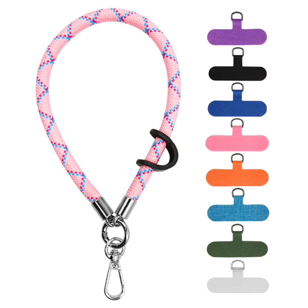 Baiyuheng Custom High Quality Adjustable Short Polyester Round Cellphone Rope Mobile Phone Hand Wrist Straps Lanyard