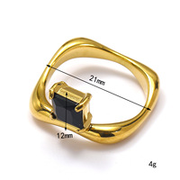 Bague de luxe plaquée or 18 carats avec pierre naturelle zircon rose sertie en canal, bijoux en acier inoxydable géométrique moderne pour femme
