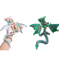 Dragón impreso en 3D de plástico con alas, multiarticulado, flexible, con degradado de color, juguete de dragón de 30 cm y 40 cm