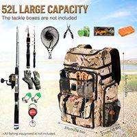 Grand sac à dos tactique de pêche en jean camouflage résistant à l'eau avec porte-canne, compartiment pour ordinateur portable et poche isotherme