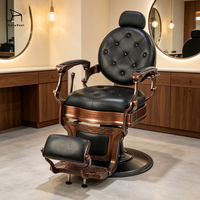 Fauteuil de barbier rétro en cuir, structure métallique, confortable et luxueux, pour salons de coiffure