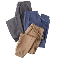 Stock limité, faible MOQ, Vente chaude, Pantalon de jogging pour homme en coton élasthanne premium 320G, coupe décontractée, avec revers élastiques, uni, style streetwear