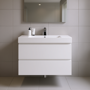 Mueble de Baño Moderno de 30 Pulgadas, Diseño Flotante Montado en la Pared, Lavabo Blanco de Una Pieza, Drenaje Pre-Ensamblado, Gran Espacio de Almacenamiento - Product Image 2