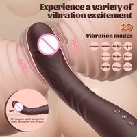 10 Modi 3 Kaffee-Farben Teleskopischer Realistischer Silikon-Stoßvibrator Beheizter Silikon-Dildo Sexspielzeug für Frauen