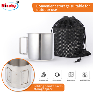 <span class=keywords><strong>Set</strong></span> di 4 Tazze in Acciaio Inox <span class=keywords><strong>con</strong></span> Manici Pieghevoli, Impilabili e Portatili per Escursioni, Campeggio e Picnic - Product Image 3