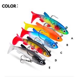 Kit de leurres souples à tête plombée 7,5 cm 13,5 g avec queue en T, leurres artificiels pour la pêche, ensemble de matériel de pêche - Product Image 5