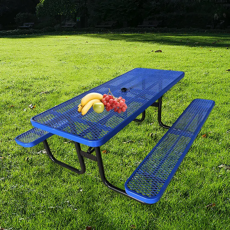Outdoor Thermoplastic Coated Steel 46 Inches Square Picnic Tables for USA Schools