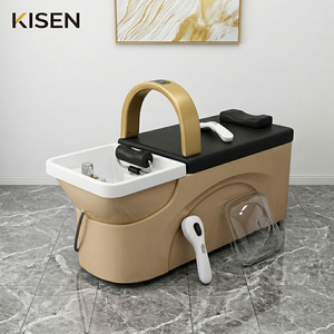 KISEN Modern Luxury PU Leather Shampoo Bowl with Water Circulation for Gym and Hair Salon Use - Product Image 1