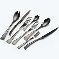 Ensemble de couverts d'hôtel noir de luxe d'acier inoxydable de série de KAYA ensembles de couverts de mariage KAYA couteau de table cuillère et fourchette ensemble d'argenterie
