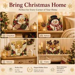 Kit de Peinture Artistique DIY Noël <span class=keywords><strong>Perles</strong></span> et Diamants 3D avec Cadre, Mosaïque Faite Main Père Noël Bonhomme de Neige, Décoration Murale de Fêtes, Cadeau - Product Image 6