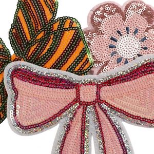 Hot Selling Medium Size Iron on Trendy Brand <b>T</b>-<b>Shirt</b> Clothing Accessories <b>Sequin</b> Embroidery Bowknot Patches - Product Image 3
