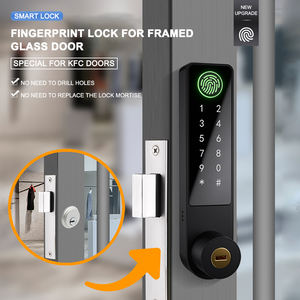 YiTechE alliage de Zinc TT APP empreinte digitale numérique cadre en aluminium étroit <span class=keywords><strong>porte</strong></span> en verre serrure intelligente pour <span class=keywords><strong>porte</strong></span> en aluminium <span class=keywords><strong>sans</strong></span> perçage - Product Image 2