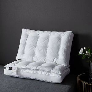 High-resilience 2-in-1 pillow with double-layer <b>down</b> and <b>feather</b> silk core, neck support pillow for home use, helps with sleep. - Product Image 4