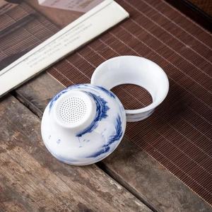 Service à thé classique, ensemble théière et tasses en porcelaine, céramique chinoise, 16 pièces, bleu et blanc, pour café et thé - Product Image 6