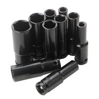 Lot de 10 douilles profondes pneumatiques électriques polies, rallongées, à entraînement carré de 1/2 pouce, clé hexagonale femelle, qualité industrielle OEM, multiples