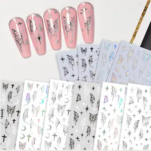 Hot bán 3D Hollow kim loại bướm lỏng Nail Stickers phổ biến nhựa và giấy đồ trang trí Decal Phụ kiện cho nghệ thuật