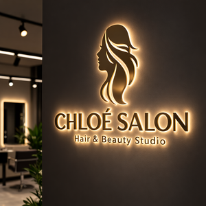Letrero Luminoso de Lujo para Salón de Belleza, Letrero Metálico 3D con Iluminación LED para Pared Interior de Salón de Belleza - Product Image 1