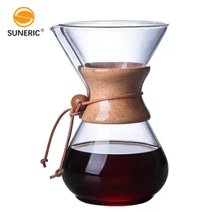 Borosilicate jarra de café, conjunto de cafeteira de vidro com filtro de aço inoxidável