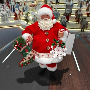 ديكورات عيد الميلاد يدوية الصنع كلاسيكية بطول 11 بوصة على شكل بابا نويل وندف ثلج، جوارب عيد الميلاد، هدايا عيد الميلاد، صديقة للبيئة، غير سامة، قابلة لإعادة الاستخدام - Product Image 1