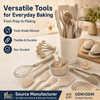 Ensemble d'accessoires de cuisine YMS 21 pièces Modernas en silicone de haute qualité, antiadhésif, rose, outils de cuisine, ustensiles, vaisselle