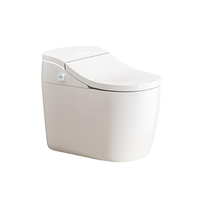WC moderne en céramique à poser au sol avec siège chauffant, lumière nocturne intégrée et chasse automatique à jet siphonique