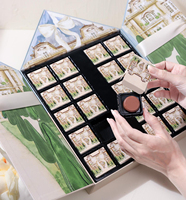 Calendario de Adviento Magnético de Doble Puerta con Forma de Casa, Caja de Macarons, Caja de Regalo Personalizada para Barras de Chocolate y Dulces con Lazo