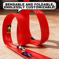 Piste de course automobile flexible AiJH, double face, avec ventouses, compatible avec les voitures miniatures, portable, enroulable, kit de piste DIY