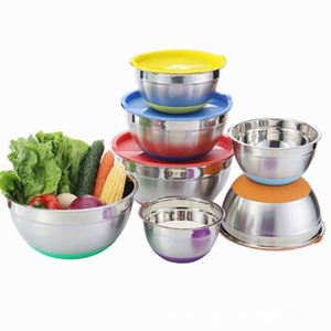 Meilleur prix – Personnalisation spécialisée – Ensemble de bols mélangeurs en acier inoxydable et silicone avec couvercles – Ustensiles de cuisine - Product Image 4