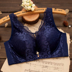 Novo Design Transparente Sem Forrado Lace Bras Roupa Interior das Mulheres com Calcinha Padrão Peito Grande Tamanhos 32 50 Fio Livre Vest Brassiere - Product Image 1