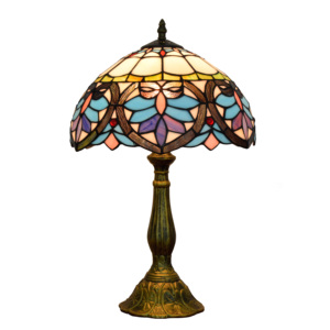 Lampe de table en forme de cœur de style européen moderne méditerranéen de 12 pouces, en verre Tiffany, rétro, baroque, pour bar, chambre à coucher, chevet - Product Image 1