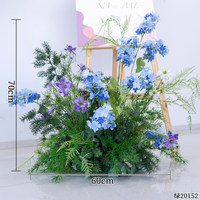 Guirlande de fleurs artificielles suspendues en soie bleu-violet, faite à la main, durable, pour arche de mariage, toile de fond, location de fête, fenêtre, extérieur