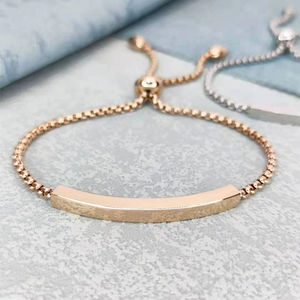 Bracelet en acier inoxydable de haute qualité plaqué or, gravure au laser vierge, barre incurvée, tendance, simple, bracelets de couple pour cadeau - Product Image 3