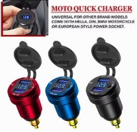 DIN Hell Powerlet Plug ke Pengisi Daya USB Quick Charge 3.0 & Adaptor Pengiriman Daya Tipe C untuk Sepeda Motor BMW (Hitam) 12-24V