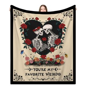 <b>Skull</b> Rose Couple Flannel Blanket Throw Blanket Nap Blanket Fade Resistant Lightweight for Home Office Nap Custom Print - Product Image 4