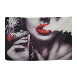 Bandera Decorativa con Diseño de Mujer Fumando, Bandera de Arte y Belleza para Decoración del Hogar, 3x5 Pies, 4 Ojales en las Esquinas - Product Image 1