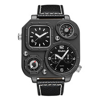 Oulm nouvelle arrivée montre homme Unique de luxe grande taille cadran carré boussole décoration Quartz horloge Antique montres homme